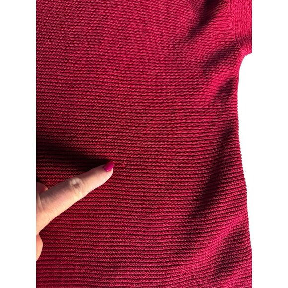Eileen Fisher Woman's Sz XS Dark Red Ribbed Knit Top Organic Linen Cotton Blend - Picture 8 of 8